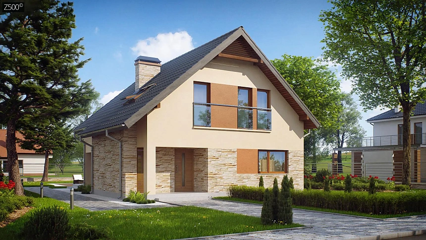 Вариант мансардного дома Z134 с электрическим котлом