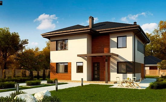 Версия современного двухэтажного дома Zz1 c измененной планировкой