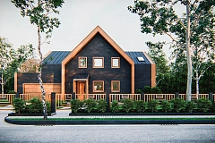 Современный мансардный дом с оригинальной отделкой для большой семьи