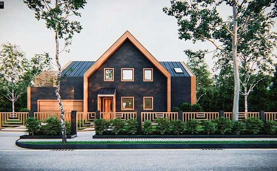 Современный мансардный дом с оригинальной отделкой для большой семьи