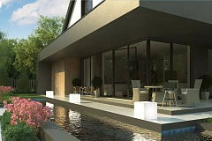 Просторный мансардный дом со светлой гостиной и гостевой комнатой на первом этаже.