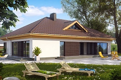 Проект одноэтажного c гаражом для двух авто, с возможностью обустройства мансарды.