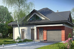 Практичный дом со встроенными гаражом, с большой площадью остекления в гостиной.