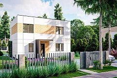 Современный двухэтажный дом с плоской крышей