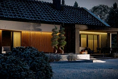 Cовременный одноэтажный дом с 2-х скатной крышей и гаражом