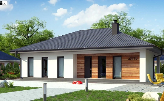 Одноэтажный комфортный дом с окнами в пол