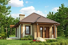 Проект маленького уютного дома с функциональной планировкой. Оснащен всем необходимым для постоянного проживания.