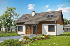 Версия проекта Z7 с мансардным этажом, угол наклона кровли 35 градусов.