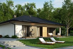 Аккуратный одноэтажный дом в традиционном стиле с продуманной планировкой