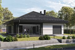 Одноэтажный дом с 3мя спальнями и гаражом.