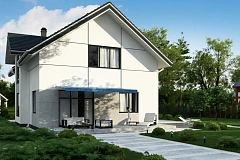 Проект оригинального двухуровневого современного дома без гаража.