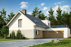 Cтильный мансардный дом с гаражом для двух машин