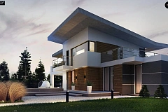 Вариант современного двухэтажного дома Zx22 с подвалом