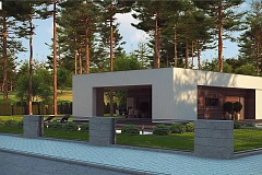 Современный одноэтажный дом с боковой террасой