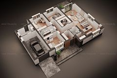 Одноэтажный дом с гаражом и 3мя спальнями.