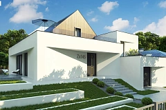 Проект современного коттеджа с цоколем и мансардой