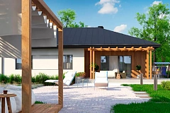 Вариант одноэтажного дома Z176 с гаражом справа на одну машину.