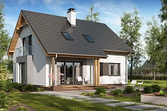 Проект практичного дома с большим хозяйственным помещением, с кабинетом на первом этаже.