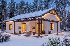 Проект компактного одноэтажного дома, экономичного как в строительстве, так и в эксплуатации.