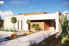 Современный одноэтажный дом небольшого размера.