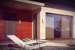 Практичный дом со встроенными гаражом, с большой площадью остекления в гостиной.