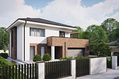 Современный двухэтажный дом с гаражом на две машины