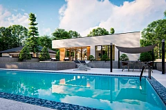 Вариант cовременного одноэтажного дома Zx176 с измененной планировкой