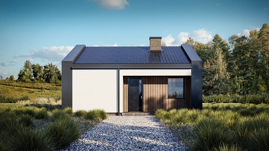 Компактный одноэтажный дом с 2умя спальнями.