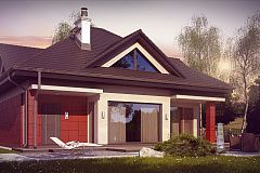 Практичный дом со встроенными гаражом, с большой площадью остекления в гостиной.