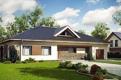 Проект просторного одноэтажного дома с 4 спальнями.