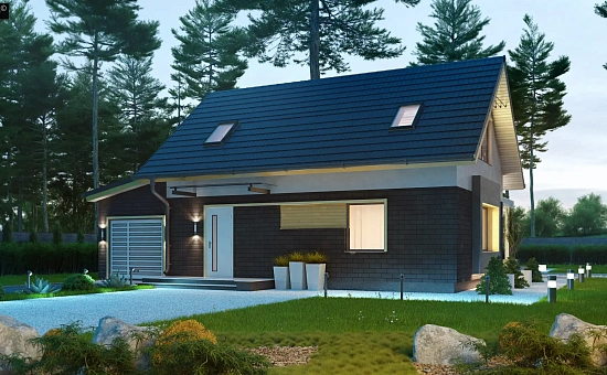 Проект компактного аккуратного дома с гаражом.