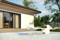 Дом для узкого участка с 4-х скатной крышей