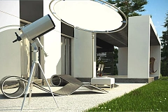 Проект современного одноэтажного дома с черно-белыми фасадами и открытым гаражом на 2 машины