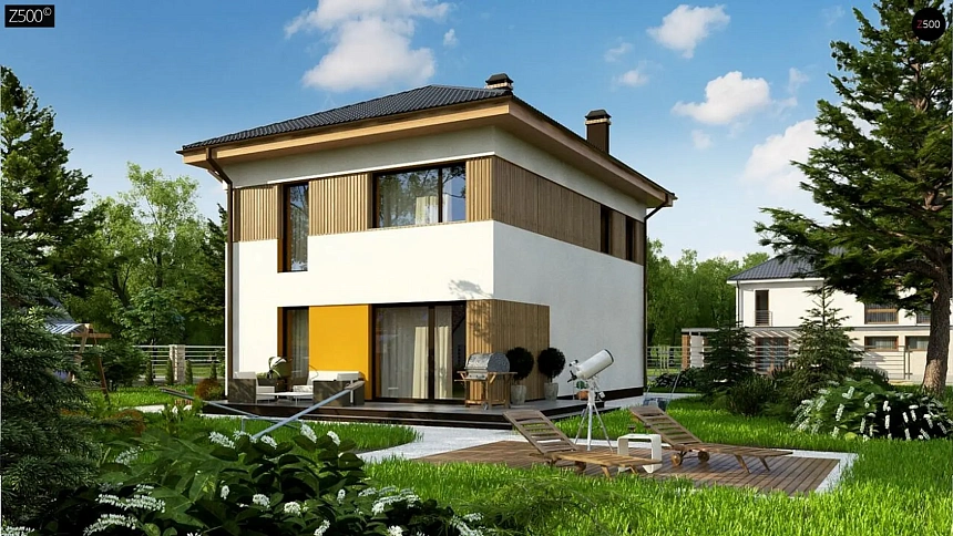 Вариант двухэтажного дома Zz3 с подвалом