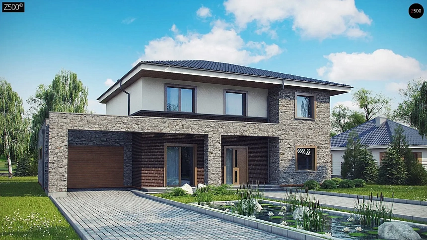 Вариант двухэтажного дома Zx109 с подвалом