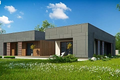 Современный односемейный дом с  плоской крышей