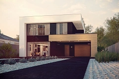 Двухэтажный дом в строгом современном стиле, со спортивным залом на первом этаже