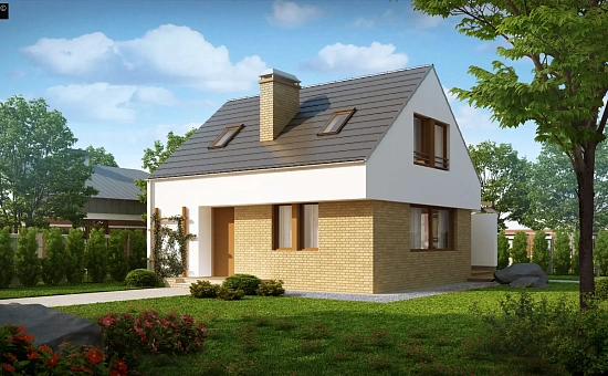 Компактный стильный дом простой формы с большой площадью остекления в дневной зоне.