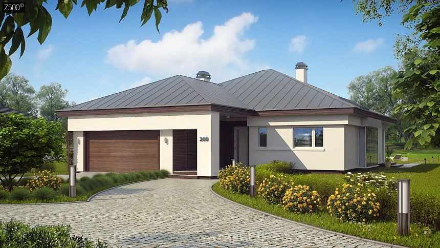 Подвариант одноэтажного дома Z200 с измененной планировкой
