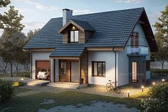 Мансардный дом с гаражом и 4мя спальнями.