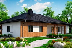 Вариант одноэтажного дома Z176 с гаражом справа на одну машину.