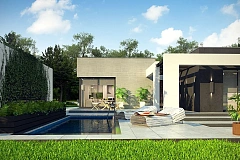 Проект комфортного одноэтажного дома с 4 спальнями