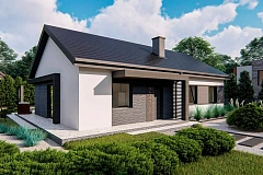 Классический одноэтажный дом с двускатной крышей