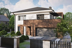 Современный двухэтажный дом с гаражом на две машины