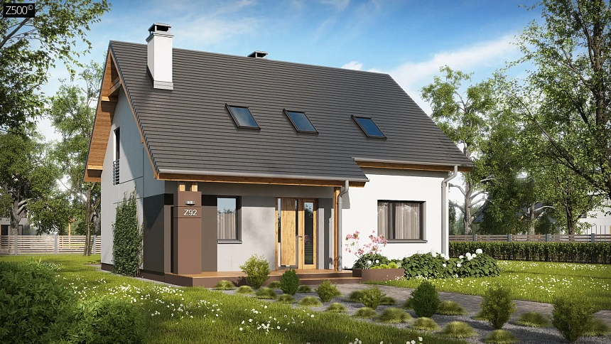 Проект практичного дома с большим хозяйственным помещением, с кабинетом на первом этаже.