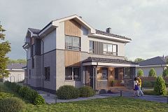 Двухэтажный дом с 5 комнатами и большой гостиной.