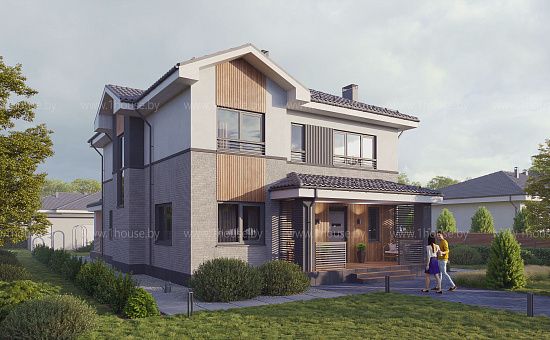 Двухэтажный дом с 5 комнатами и большой гостиной.