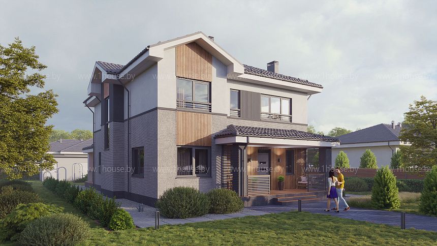 Двухэтажный дом с 5 комнатами и большой гостиной.