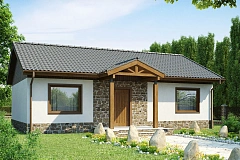 Экономичный в реализации одноэтажный дом с просторной гостиной и двумя спальнями.