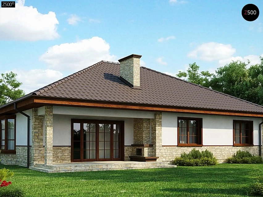 Вариант одноэтажного дома Z10 с подвалом